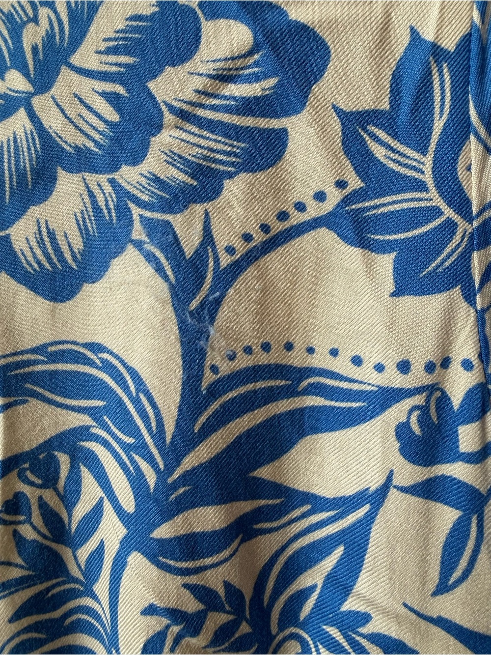 CAbi Blue Floral Button-Front Shirt Dress on Cream - Picture 3 of 8